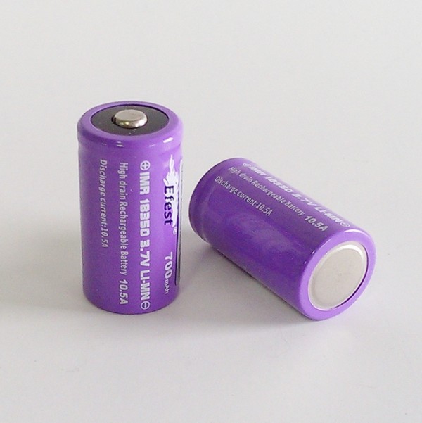 IMR 18350 700mah Efest Battery - 10.5 Amp High Drain -Nipple Top