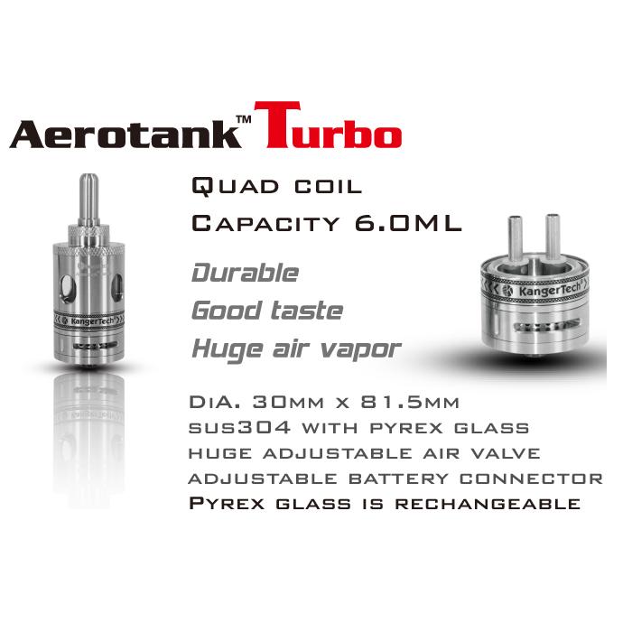 Kanger AeroTank Turbo Quad Coil Tank Set - Clear Pyrex