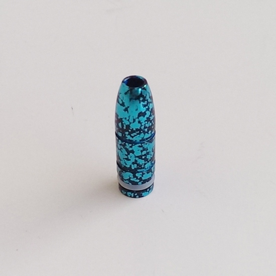 Spattered SS Bullet "Wide Bore" 510 Drip Tip - Teal / Black
